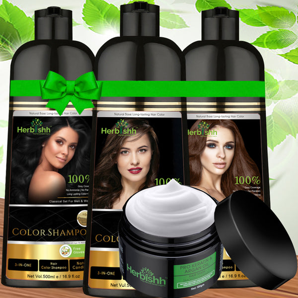 (Choose Gold or Blonde Shades) 3 pcs Color Shampoo + 1 pc Argan Hair Mask