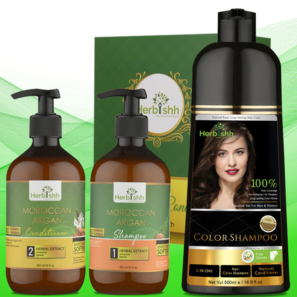 Complete Hair Health Combo--1 pc Color shampoo + Moroccan Argan Oil Shampoo Conditioner set